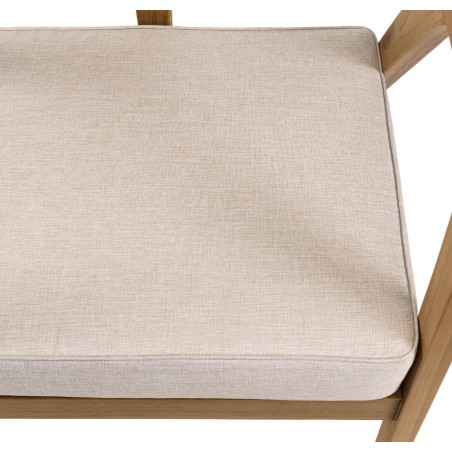 WILL - FLORES Teak Armchair with Cane Backrest and Grey Cushion