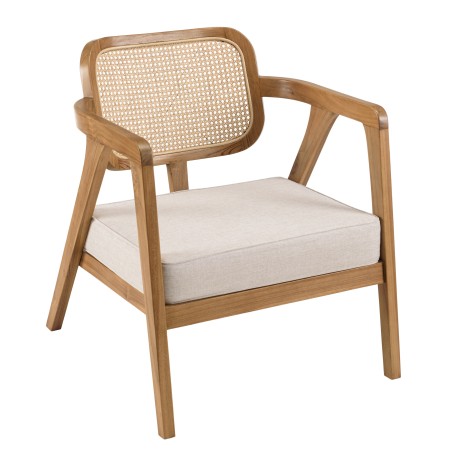 Fauteuil FLORES en teck avec dossier en cannage naturel
