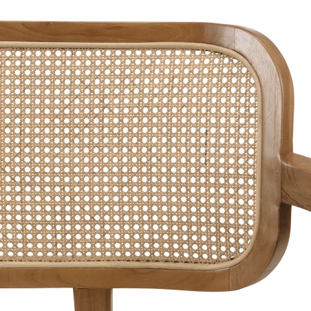 WILL - FLORES 2-seater Teak Sofa with Natural Cane Backrest and Grey Cushion