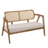 WILL - FLORES 2-seater Teak Sofa with Natural Cane Backrest and Grey Cushion