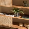 Étagère 6 niveaux en bois de mahogany et cannage naturel