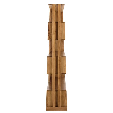 Étagère 6 niveaux en bois de mahogany et cannage naturel