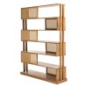 Étagère 6 niveaux en bois de mahogany et cannage naturel