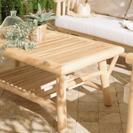 Ensemble BORNEO WILL : canapé 2 p. 2 fauteuils 1 table basse en teck