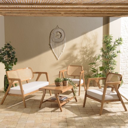 WILL - FLORES Set: 2-Seater Sofa, 2 Armchairs, 1 Teak Coffee Table