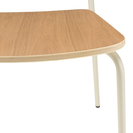 TOM Set of 2 'Schoolboy' Chairs - Ash Wood & White Steel Legs