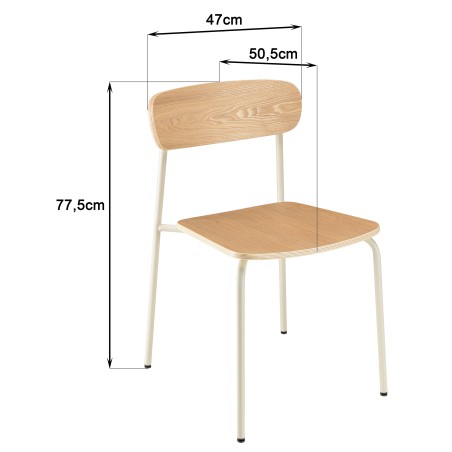 TOM Set of 2 'Schoolboy' Chairs - Ash Wood & White Steel Legs