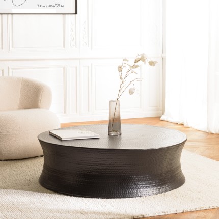 JOHAN Round Coffee Table 117x117cm - Black Aluminum