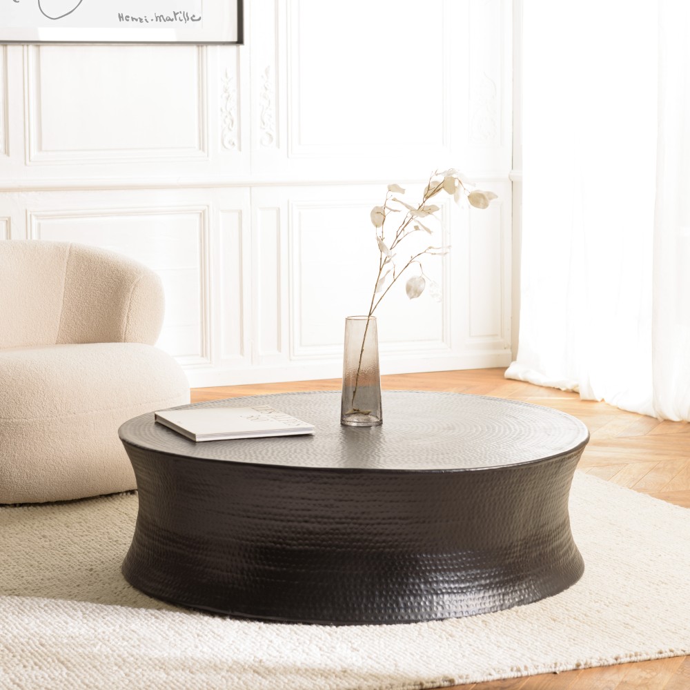JOHAN Round Coffee Table 117x117cm - Black Aluminum
