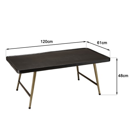 Table basse JOHAN en aluminium noir et doré