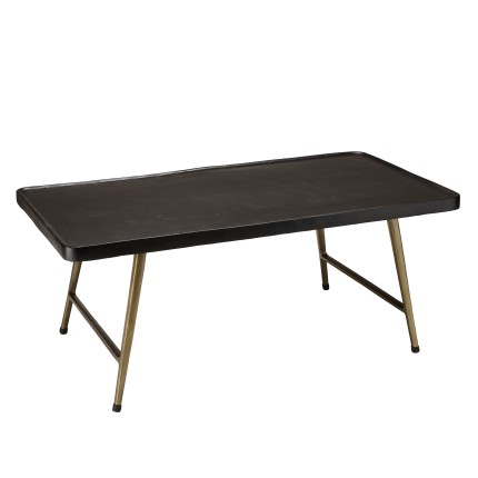 JOHAN Rectangular Coffee Table in Aluminum with Black Top and Gold Legs