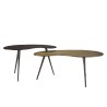 JAMES - Set of 2 Oval Coffee Tables in Matte Black and Gold Aluminum