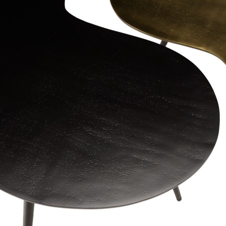 Set de 2 tables basses ovoïdes en aluminium noir mat et doré