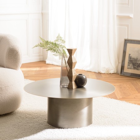 Table basse ronde JAMES en fer noir 80x80cm
