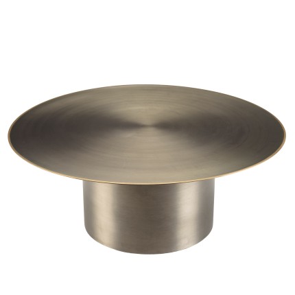 JAMES Round Coffee Table 80x80cm - Black Iron with Gold Trim