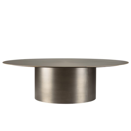 JAMES Round Coffee Table 120x120cm - Black Iron with Gold Trim