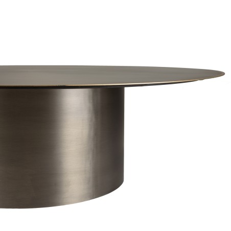 JAMES Round Coffee Table 120x120cm - Black Iron with Gold Trim