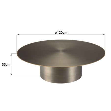 Table basse ronde JAMES en fer noir et doré 120x120cm