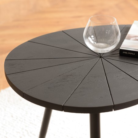 JAMES - Ovoid Side Table with Textured Black Matt Top