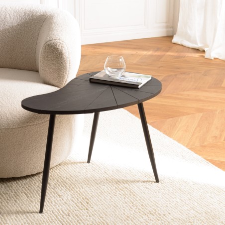 JAMES - Ovoid Side Table with Textured Black Matt Top