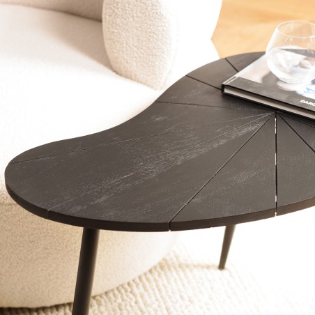 JAMES - Ovoid Side Table with Textured Black Matt Top