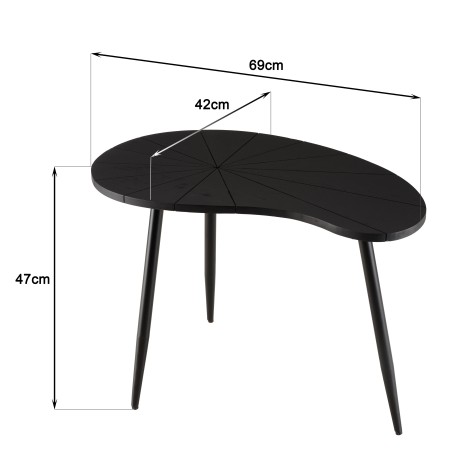 JAMES - Ovoid Side Table with Textured Black Matt Top
