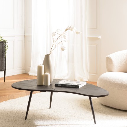 JAMES - Ovoid Coffee Table with Textured Black Matt Top