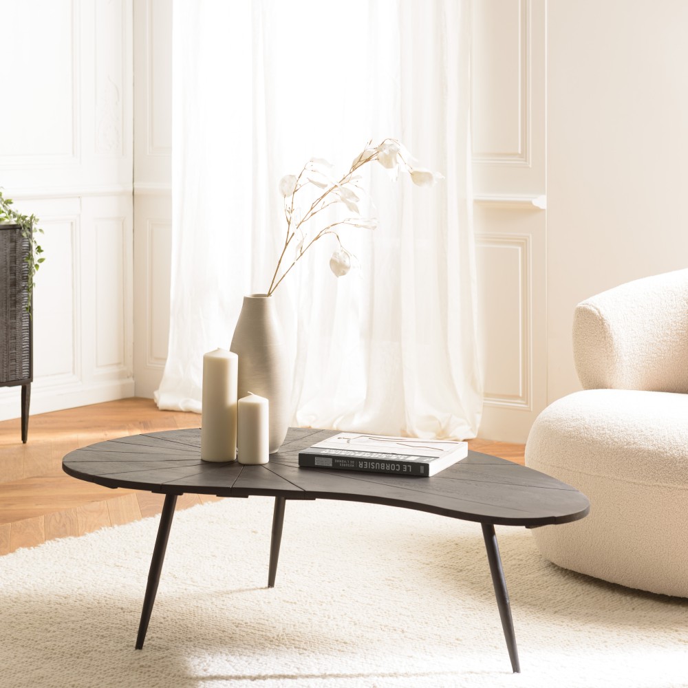 Table basse ovoïde JAMES - plateau texturé noir Table basse ovoïde JAMES - plateau texturé noir