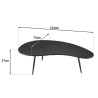 Table basse ovoïde JAMES - plateau texturé noir