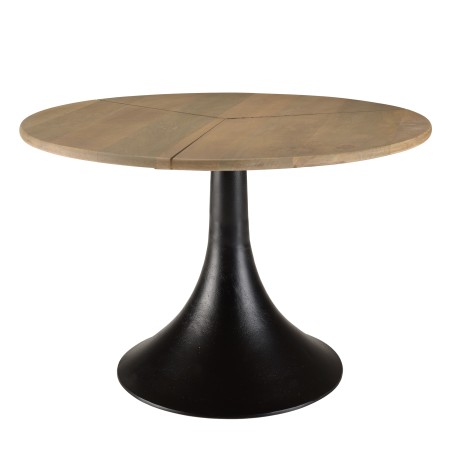 JAMES Side Table 65x65cm - Mango Wood Top & Black Flared Legs