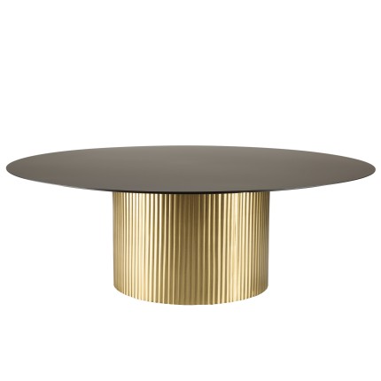 Table basse ronde JAMES 110x110cm en fer noir et pied doré