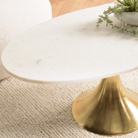 Table basse JAMES en marbre et doré - 100x56cm