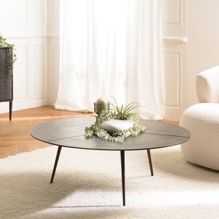 JAMES Round Coffee Table 100x100cm - Matte Black Aluminum