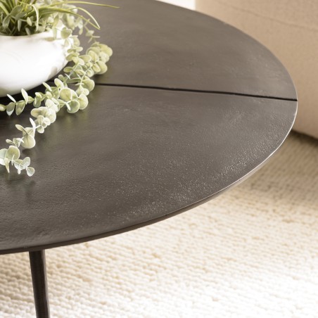Table basse ronde JAMES en aluminium noir mat 100x100cm