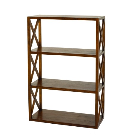 LORINE Brown 3-tier lattice shelf Mindi wood