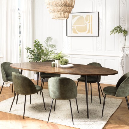 KIARA Oval Dining Table 240x110cm - Chevron Top | Unique and Stylish Design