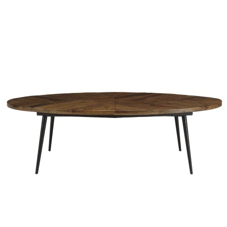 KIARA Oval Coffee Table 135x70cm - Chevron Top | Elegant Living Room Furniture
