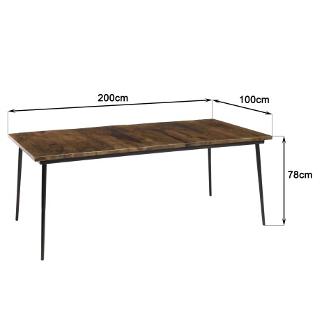 KIARA Rectangular Dining Table 200x100cm - Recycled Wood