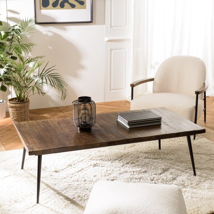 KIARA Rectangular Coffee Table 135x70cm - Recycled Wood & Metal Legs