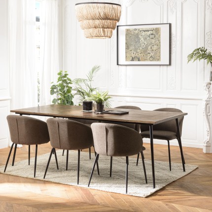 KIARA Rectangular Dining Table 220x100cm - Teak Top and Steel Legs