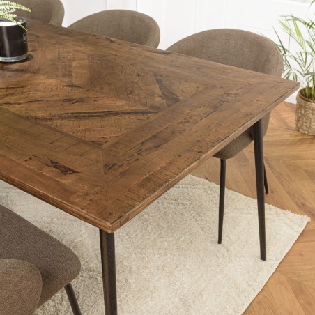 KIARA Rectangular Dining Table 220x100cm - Teak Top and Steel Legs