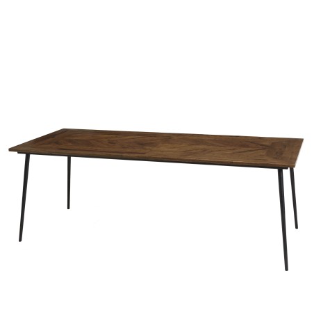 KIARA Rectangular Dining Table 220x100cm - Teak Top and Steel Legs