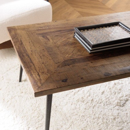 KIARA Rectangular Coffee Table 135x70cm - Geometric Shapes Design