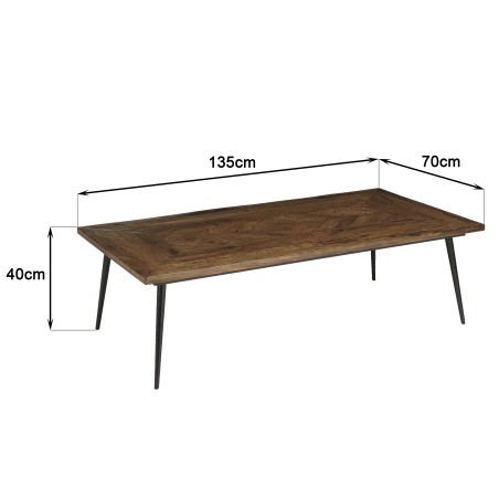 KIARA Rectangular Coffee Table 135x70cm - Geometric Shapes Design