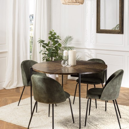 Table à manger ronde KIARA en bois recyclé 120x120cm