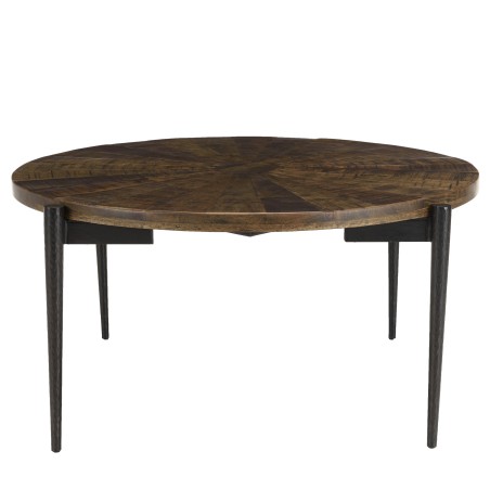 KIARA Round Coffee Table 80x80cm Recycled Wood with Metal Legs
