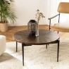 KIARA Round Coffee Table 80x80cm Recycled Wood with Metal Legs