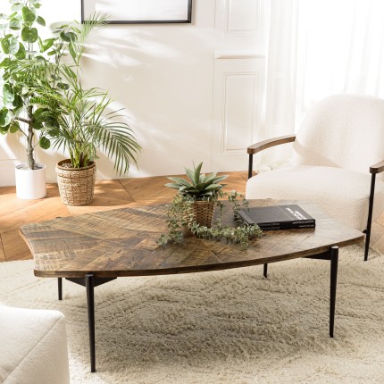 Table basse KIARA bords concaves en bois recyclé