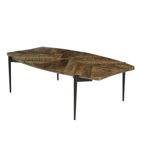 Table basse KIARA bords concaves en bois recyclé
