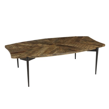 KIARA Coffee Table with Concave Edges 135x75cm Recycled Wood